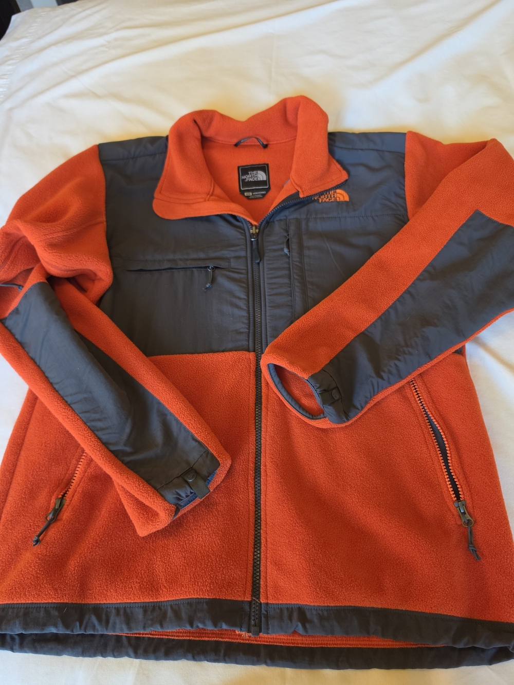 The North Face Men's Orange and Gray Fleece Jacket
